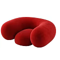 Modern Red Single Sofa with Rounded Curves and Plush Velvet Upholstery Design Style