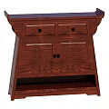 Traditional Wooden Console Table With Drawers Cabinet Doors And Carved Patterns