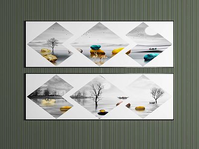 Modern landscape painting long strip decorative painting model