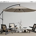 Outdoor Chairs With Arched Umbrella Black Frame Rattan Seats And Side Table