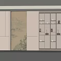 Elegant Modern Bookshelf Interior Design With Open Shelves Built-in Lighting And Landscape Painting