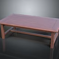 Natural Wooden Coffee Table With Rectangular Top And Sturdy Legs Design 3d model