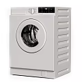 White Front Load Washing Machine With Modern Design And Digital Control Panel