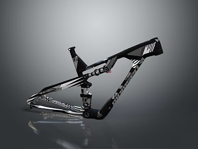 Stylish Modern Bicycle Frame With Black And White Geometric Patterns And Sporty Design 3d model