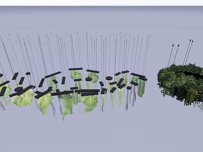 Modern Decorative Lights With Leaf Shapes And Green Plant Accents For Interior Spaces 3d model