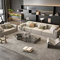 Sofa Coffee Table Combination Sofa Coffee Table Multi-person Sofa Living Room 3d model