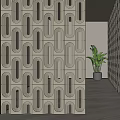 Modern Room Divider With Geometric Cutout Design In Light Color Corridor Interior