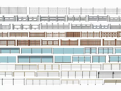 Various Fence Designs and Styles for Home Garden and Outdoor Spaces 3d model