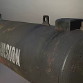 Stun Weapon Emulsion Cylinder with Rusty Metal Surface and End Connectors