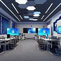 Modern Smart Classroom Interior With Multiple Digital Screens And Tech Equipment