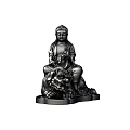 Intricate Buddha Figure Sculpture Sitting On Lion With Carved Details And Traditional Design