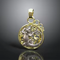 Elegant Golden Pendant Featuring Lizard Design And Bubble Decorations For Daily Use