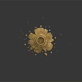 Golden Ornate Weapon Decoration With Petal Shaped Design And Flying Fragments