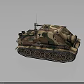 Camouflaged Vintage Tracked Military Vehicle With Antenna Steering Wheel And Equipment