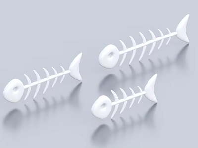 White Fish Bone Shaped Decorative Ornament Set For Home Decor 3d model