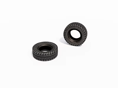 Two Black Automotive Tires with Deep Detailed Tread on White Background 3d model