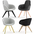 Stylish Modern Leisure Chairs in Gray Black with Metal Wooden Legs Design