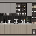Modern Wine Cabinet With Glass Doors LED Lighting And Wooden Storage Design