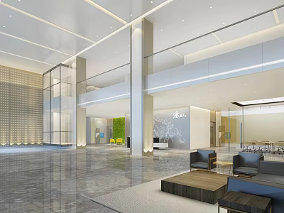 Modern Hall Company Lobby Front Desk Sofa 3d model