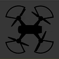Black Silhouette Quadcopter Drone Design With Four Propellers And Frame 3d model