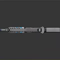 Modern Futuristic Rifle With Blue Glowing Components And Metallic Finish