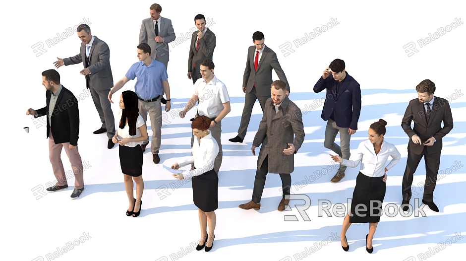 Men and women multi-person business people model