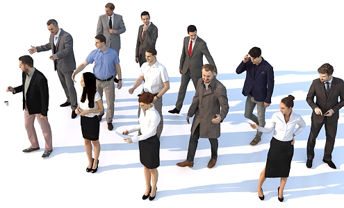 Men and women multi-person business people 3d model