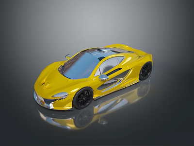 Yellow Sports Car With Sleek Aerodynamic Body And Reflective Shiny Exterior 3d model