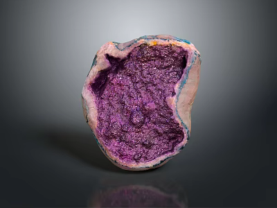 Purple Amethyst Geode With Sparkling Crystals On Dark Display Background 3d model