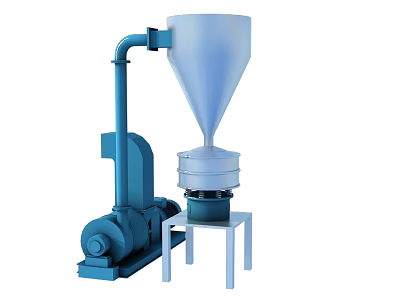 Heavy Duty Industrial Grinding Equipment For Material Processing With Conical Hopper And Motor Stand 3d model