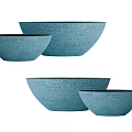 Blue Textured Ceramic Bowls Set of Different Sizes for Home Tabletop Decor