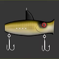 Yellow And Black Fishing Lure With Red Eye And Double Metal Hooks For Angling