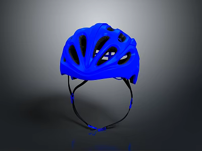 Blue Ventilated Cycling Helmet With Shiny Surface And Adjustable Straps For Sports 3d model