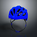Blue Ventilated Cycling Helmet With Shiny Surface And Adjustable Straps For Sports