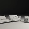 Modern Light Gray Fabric Sofa Set With Gold Metal Legs And Accent Cushions