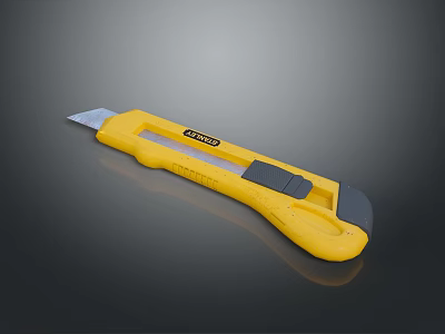 High Quality Yellow Utility Knife Hardware Tool With Ergonomic Grip And Sharp Blade 3d model