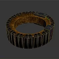 Industrial Circular Mechanical Component With Black Orange Texture And Metal Parts