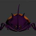 Vibrant Purple Beetle With Orange Shell And Long Antennae On Dark Background