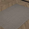 Gray Woven Square Rug with Simple Texture on Wooden Floor for Modern Room