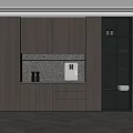 Modern Kitchen Wine Cabinet With Glass Doors LED Lighting And Wooden Shelves