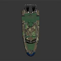 Camouflage Yacht Design With Blue Bottom Antennas And Front Equipment
