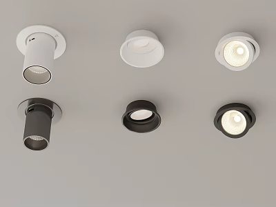 Modern Recessed Lights and Spotlights with White and Black Design for Ceiling 3d model