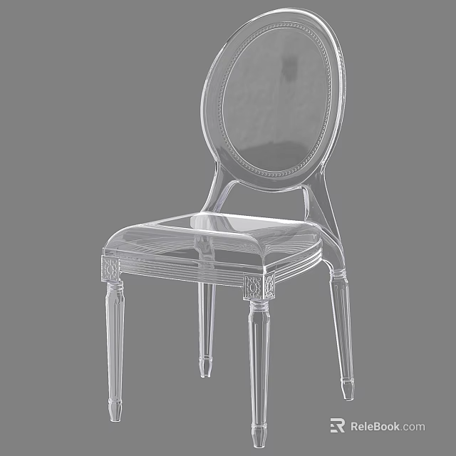 Transparent Acrylic Single Chair With Elegant Backrest And Delicate Leg Design 3d model 