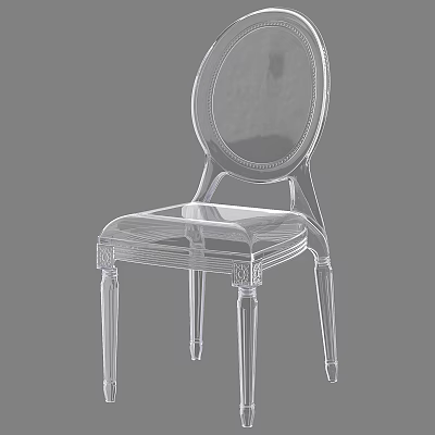 Transparent Acrylic Single Chair With Elegant Backrest And Delicate Leg Design 3d model