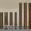 Wooden Components With Different Colors Textures And Heights Supported By Metal Brackets