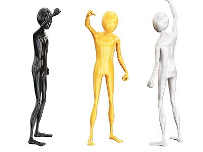 Game and Movie Characters 3D Models With Different Colors Black Yellow White And Various Poses 3d model