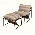 Comfortable Lazy Sofa With Ottoman Black Metal Frame And Gray Cushion