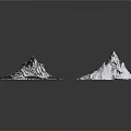 Silver Mountain Shaped Decorative Models With Textured Surfaces Against Black Background