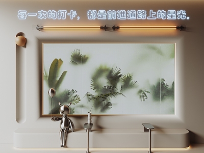 Modern Milk Tea Shop Rest Area Online Celebrity Card Wall Window Meichen Plant Landscape Light Box Card Seat Neon Light model