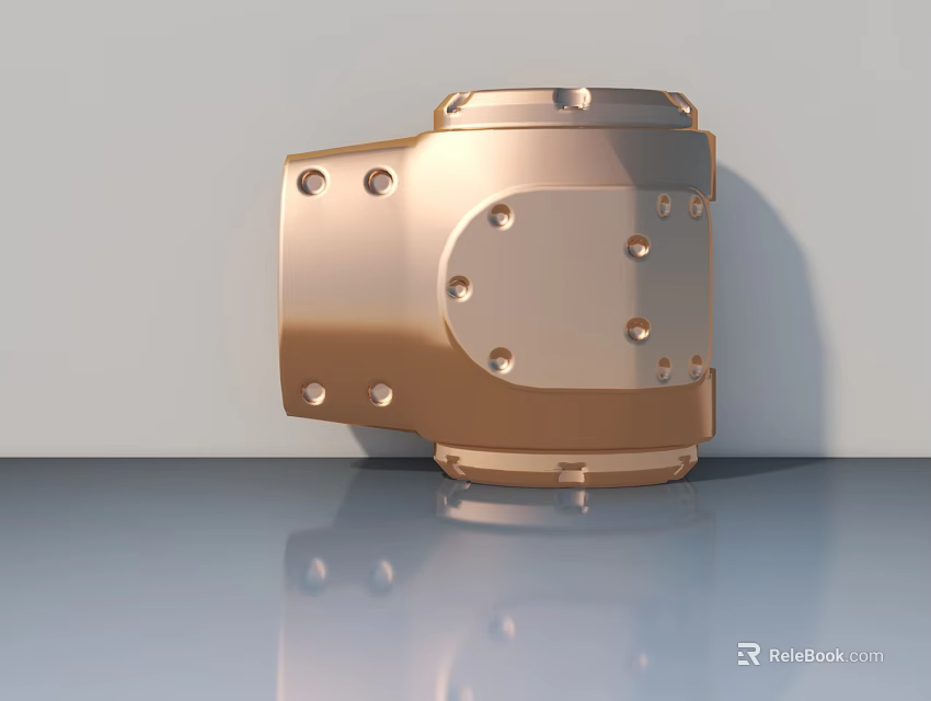 Swing Door Hinge Component Copper Colored Metal With Multiple Holes Design 3d model